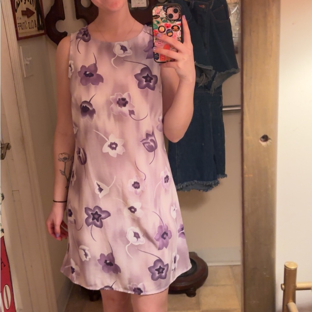 Floral Purple Sleeveless Dress